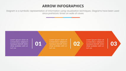 Aufkleber - arrow style infographic slide presentation template with modern flat style color with 3 arrow horizontal direction