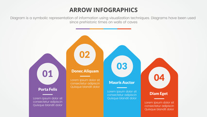 Aufkleber - arrow style infographic slide presentation template with modern flat style color with 4 arrow top direction