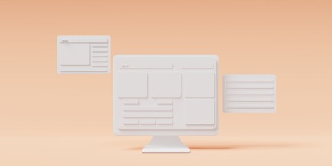 Poster - 3d rendering minimalist desktop. 3d render illustration