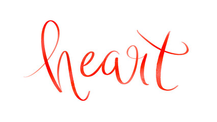 Poster - HEART red brush lettering on transparent background