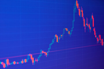 Wall Mural - Stock market chart on blue background