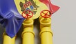Moldova flag covering an oil and gas fuel pipe line. Oil industry concept. 3D Rendering