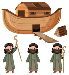 Wall Mural - noahs ark and cartoon character set