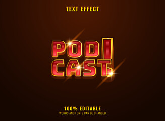 Sticker - 3d golden shiny podcast logo text effect