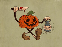 Halloween Cards With Scary Characters. Illustration