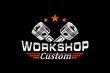 Automotive piston workshop logo design modern badge style custom car service engine tune up icon symbol illustration