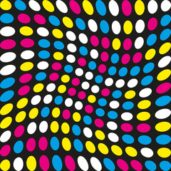 Sticker - Twisted Large Dot CMYK Circles Pattern