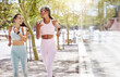 © Siphosethu F/peopleimages.com - Women, running or city workout for training, fitness and exercise in New York for health, wellness or cardio. Happy, smile and sports people or runner friends with motivation, goals or energy in town