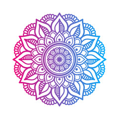 Wall Mural - Gradient color mandala on white isolated background, Mandala with floral patterns. Ornaments