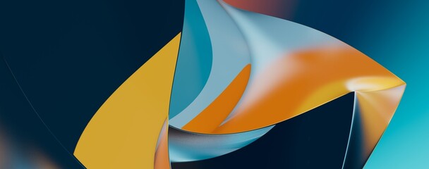Poster - 3D render abstract background of smooth lines of spline blue waves