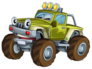 Wall Mural - Cartoon funny off road car isolated illustration for children