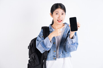 Canvas Print - Portrait of Asian student on background