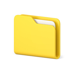 Poster - yellow portfolio folder 3d icon. information plastic file with documentation