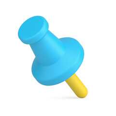 Poster - Decorative design stationery blue push pin with yellow needle