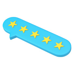 Poster - Web rating bubble with five stars 3d icon. Blue vote of satisfied customers