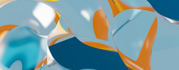 Poster - abstract blue wave background, night simple and elegant 3d render wallpaper