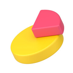 Poster - Pink and yellow chart pie 3d isometric icon  illustration