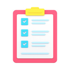 Poster - Folder tablet with tests 3d icon. Questionnaire sheet with text and marked check marks