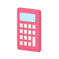 Aufkleber - Red calculator 3d icon. Computing device with white buttons