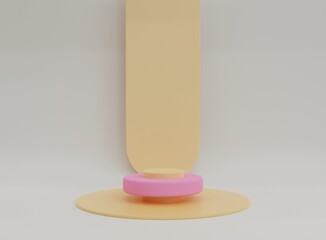 Poster - Empty cylinder podium on minimal background. Abstract minimal scene with geometrical forms. Design for product presentation. 3D rendering.