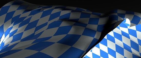 Wall Mural - Flag of Bavaria, Germany. 3D rendering illustration of waving sign symbol.