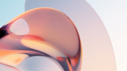 Wall Mural - Abstract 3d glass render, glossy, reflective, organic curve wave in motion. Gradient design element for banner, background, wallpaper.