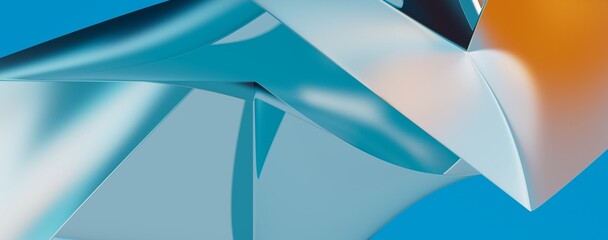 Poster - abstract blue wave background, night simple and elegant 3d render wallpaper
