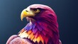 3D rendering of a colorful eagle on the dark background