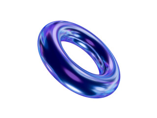 Aufkleber - 3d holographic geometric shape torus. Metal simple figure for your design on isolated background. 3d rendering illustration