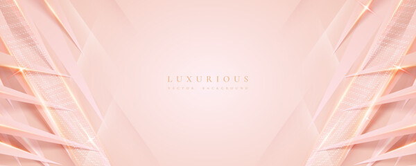 Poster - Luxurious modern soft pink background with shiny gold lines and blank space for promotional text.