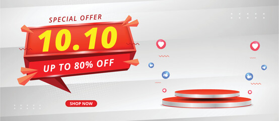 Wall Mural - 10.10 sale banner template design, for social media.