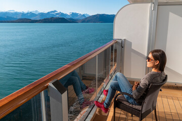 Wall Mural - cruise ship travel tourist in alaska relaxing looking at glaciers in glacier bay national park, usa.