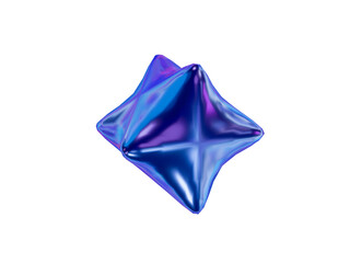 Aufkleber - 3d holographic geometric shape cube with triangle edges. Metal simple figure for your design on isolated background. 3d rendering illustration