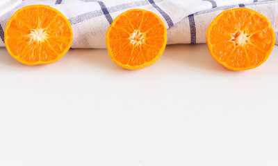 Sticker - Red oranges are isolated on white background. Food background, healthy food, detox, top view, flat design.