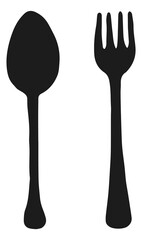 Sticker - Spoon and fork. Dining food symbol. Cafe or restaurant sign