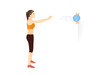Sportswomen throw the ball straight and forward against the wall for catching the ball as it bounces back. Medicine Ball Chest Pass exercise.
