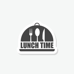 Wall Mural - Lunch time icon sticker isolated on white background