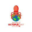 vector graphic of world octopus day good for world octopus day celebration. flat design. flyer design.flat illustration.