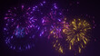 Festive fireworks show, firecrackers in the night sky. Happy celebration, joy and fun atmosphere. New Year's Eve. Creative Christmas background. 3d rendering