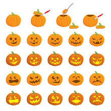 Variety Set Of Pumpkin Jack O Lanterns