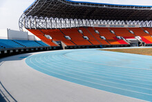 Big Stadium With Blue Track