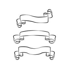 Poster - Clipart ribbon banner decorative outline drawing design vector art