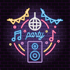 Canvas Print - neon party lettering