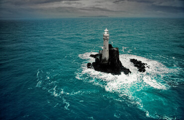 The Fastnet Rock Light Lighthouse off the Atlantic coast of County Cork, south west Ireland.