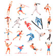 © topvectors - Professional Man Athlete and Sportsman Engaged in Sport Action Training Body Big Vector Set