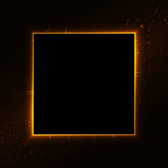 Canvas Print - Gold sparkling glitter square frame on black background with light effects. Sparkles border with magic dust and text space. Luxury banner template for social media post, sale, discount, promotion, ad