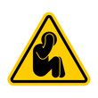 Attention panic sign. No Scared man holding his head. Yellow triangle road sign.