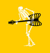 Skeleton with guitar. Skeleton musician. Electric guitar and dead man. Vector illustration