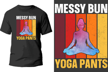 Wall Mural - Messy bun yoga pants t shirt design.