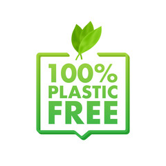 Sticker - Plastic free green icon badge. Bpa plastic free chemical mark. Vector illustration.